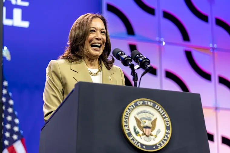 Vice President Kamala Harris speaks at the APIA Vote Presidential Town Hall at the Pennsylvania Convention Center on July 13. Eight days after her speech in the city, President Joe Biden announced he was dropping out of the race and endorsed Harris.