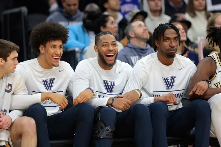 Villanova forward Jordann Dumont (second from left) underwent an arthroscopic procedure on both of his hips last week.