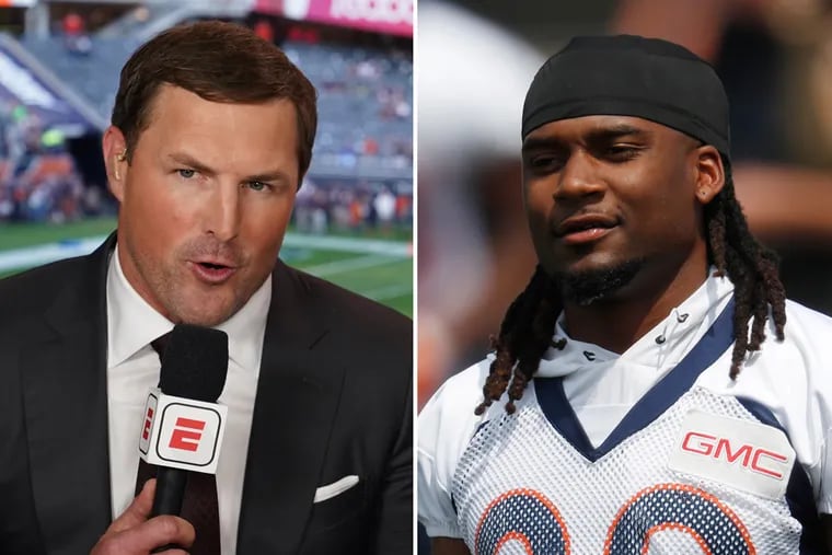 Broncos cornerback Bradley Roby (right) took issue with ESPN's Jason Witten after claiming Roby quit during the final minutes of the team's "Monday Night Football" loss to the Raiders.