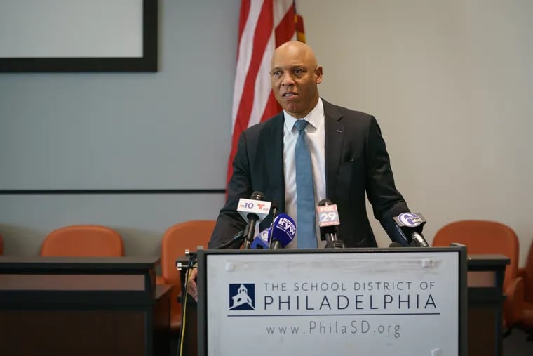 Superintendent William Hite talks in a press conference at the Philadelphia School District Headquarters in October.