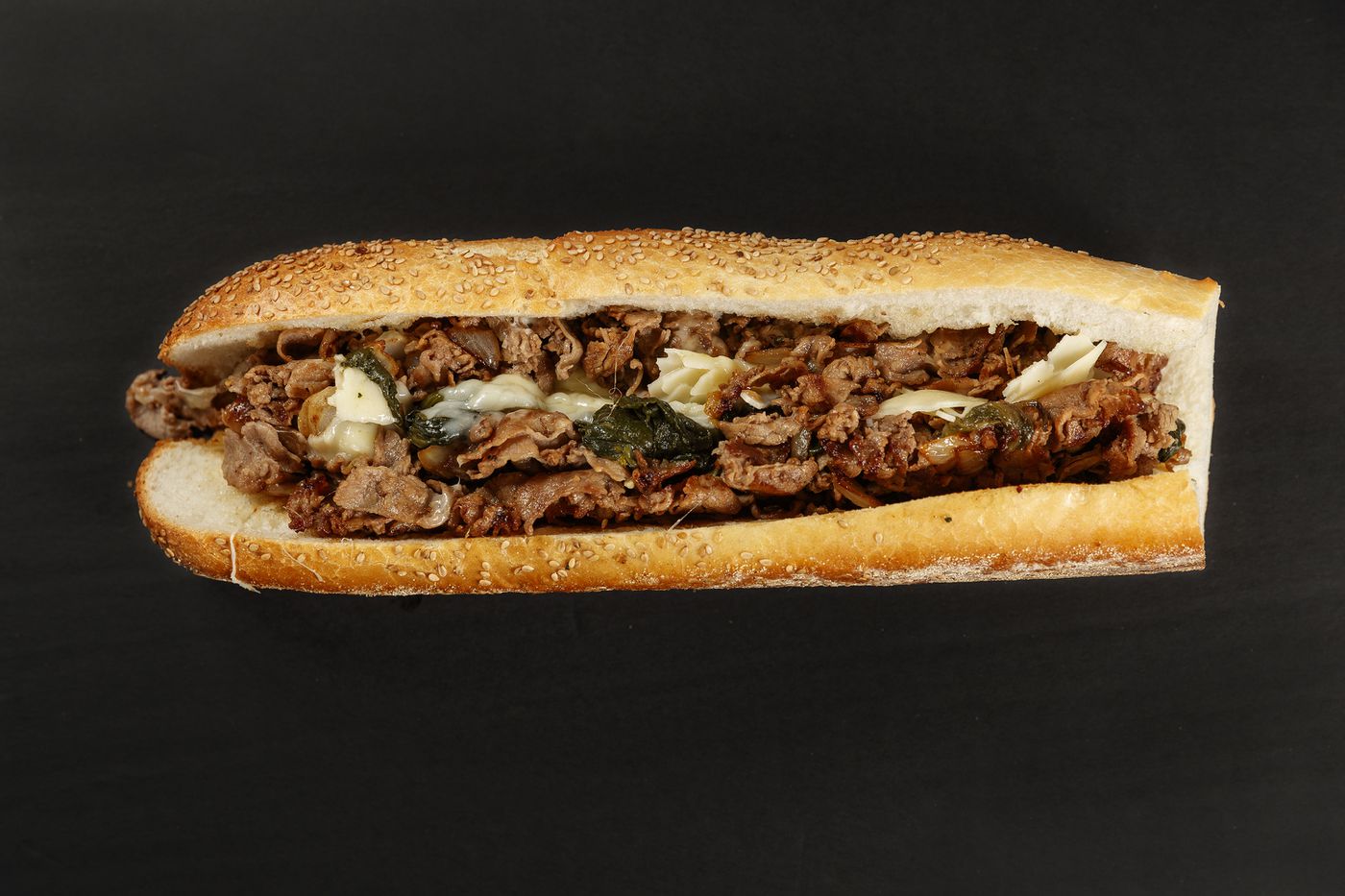 Regular cheesesteak with greens and provolone from John's Roast Pork.