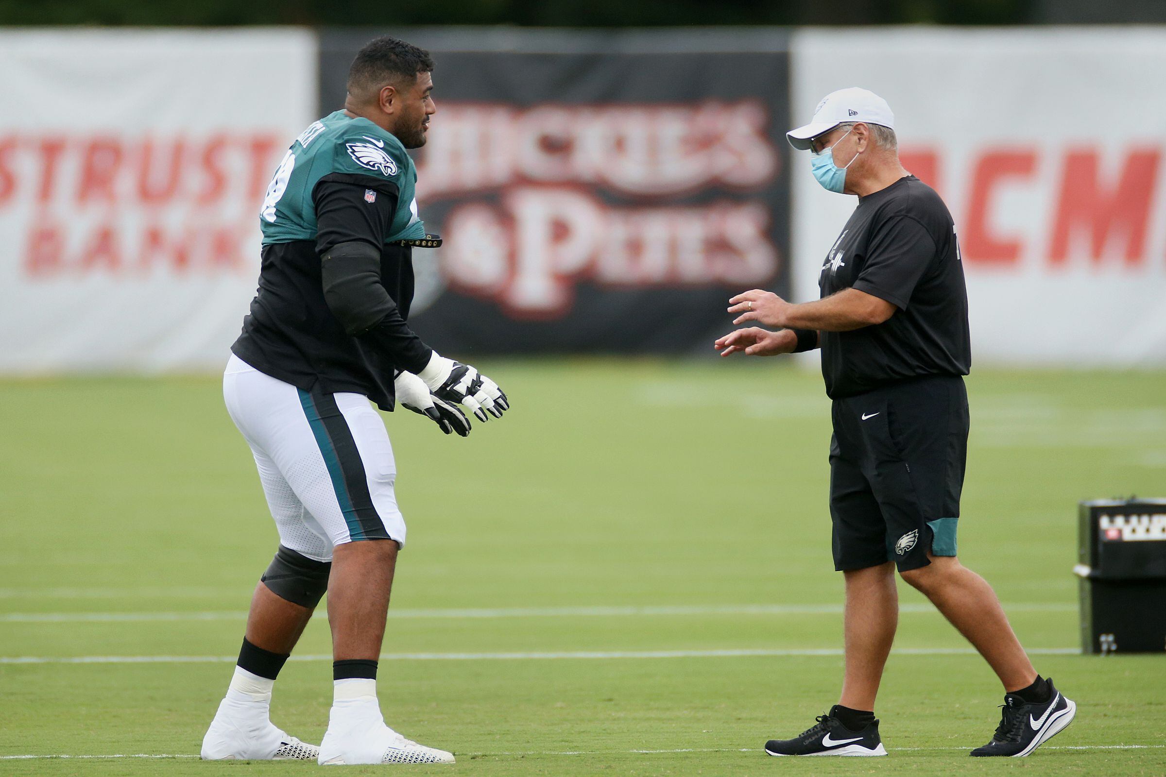 Eagles assistant coach Jeff Stoutland is still working overtime to get his  young offensive line up to speed