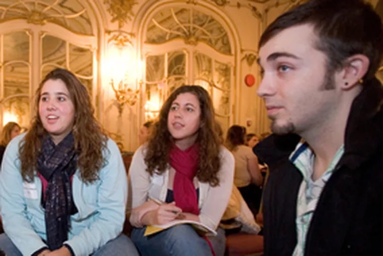 Arcadia students (from left), Jennifer Cardinale, Courtney Knowlton and Ryan Young discuss foreign study in Spain.