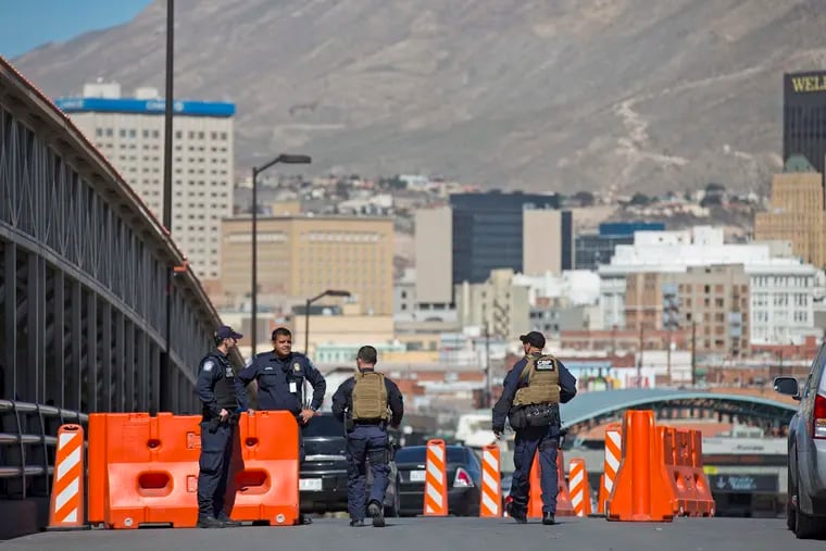 U.S. Customs and Border Protection officers of the Special Response Team unit, patrol on the Paso del Norte Port of Entry in El Paso, Texas in 2016. The U.S. government says it's sending 160 military police and engineers to two official border crossings to deal with asylum seekers in case a federal appeals court strikes down one of the Trump administration's key policies.