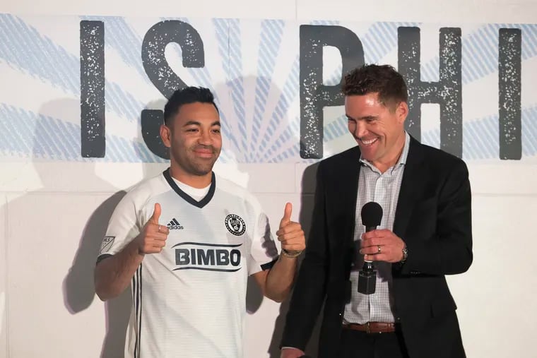 Chris Albright (right) was the Union's chief capologist, and helped bring international players including Marco Fabián (left) to the team.