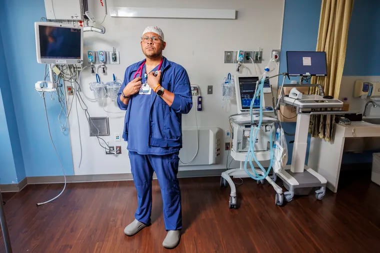 Eric Purnell, a nurse with Jefferson Health, pictured at Jefferson Einstein Montgomery Hospital in East Norriton.