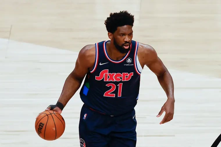 Joel Embiid Royal Philadelphia 76ers Game-Used #21 Jersey Worn During the  First Quarter of the Game vs. Miami Heat on May 6 2022 - Size 54+4