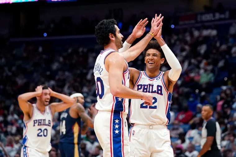 Matisse Thybulle of the Philadelphia 76ers looks on during a game