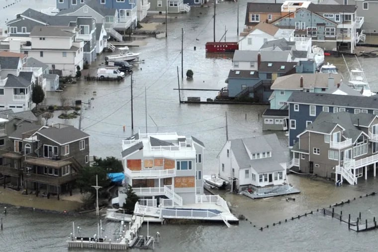 A portion of Harvey Cedars in Ocean County is underwater after Sandy hit.