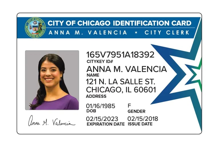 Philadelphia has hired the same vendor Chicago is using to distribute municipal ID cards to residents. This rendering shows an example of Chicago's card.