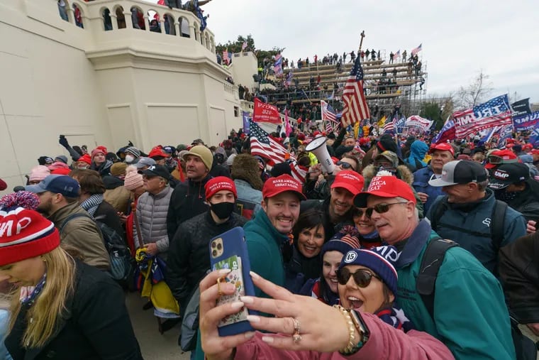 Trump supporters outside the U.S. Capitol building after a "Stop the Steal" rally on Jan. 6.