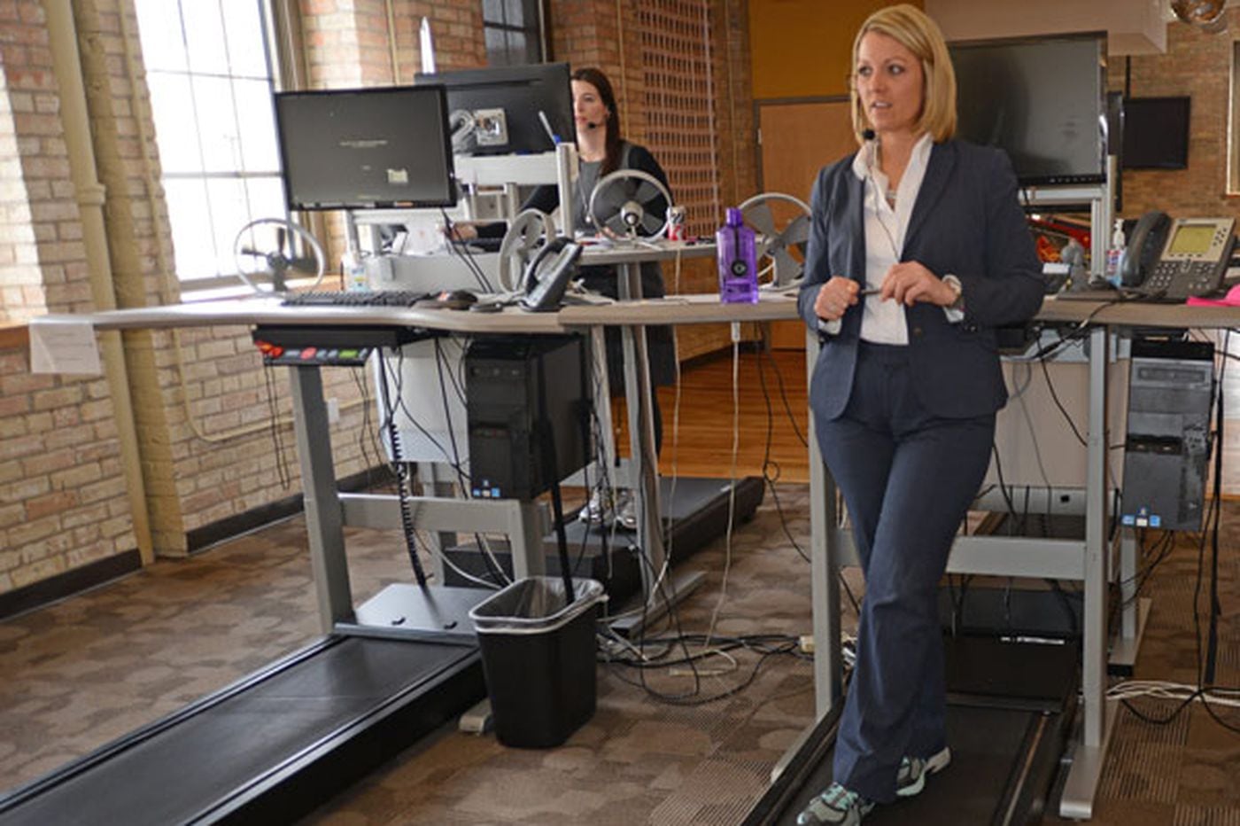 Treadmill Desks Wireless Headsets Make Workers Better Study Finds