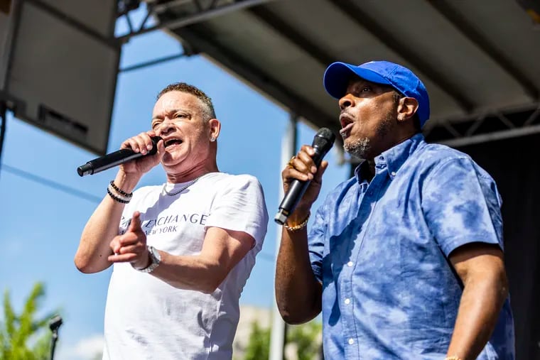 Kid 'n Play perform at the African American Museum annual Juneteenth Block Party in Philadelphia on Wednesday.
