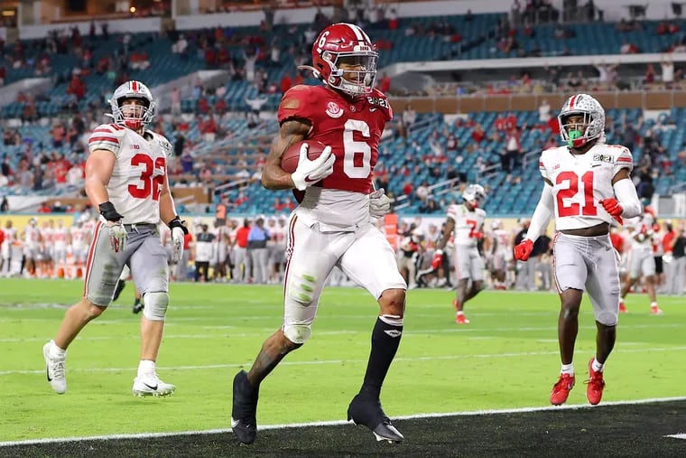 NFL draft 2021: DeVonta Smith Philadelphia Eagles pick cheered by Jalen  Hurts and fans