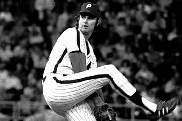 Philadelphia Phillies pitcher Steve Carlton delivers a pitch in