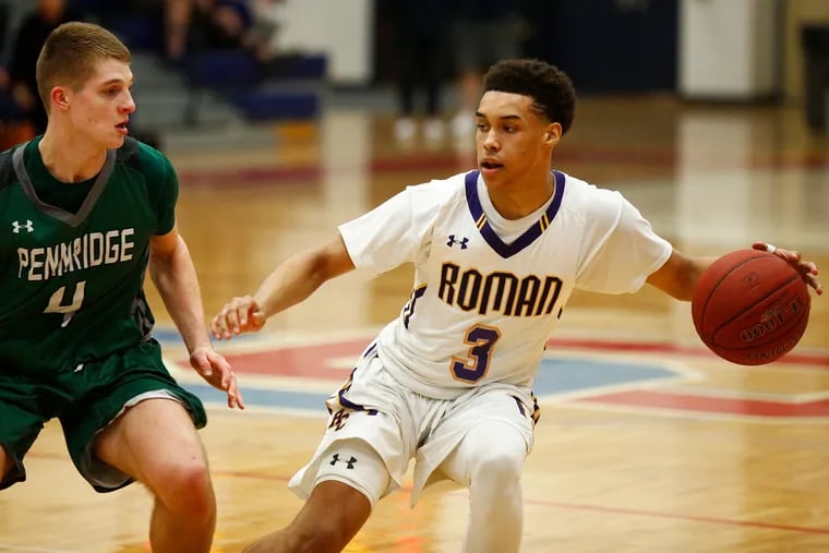 Lynn Greer III during a game for Roman Catholic in March 2018.