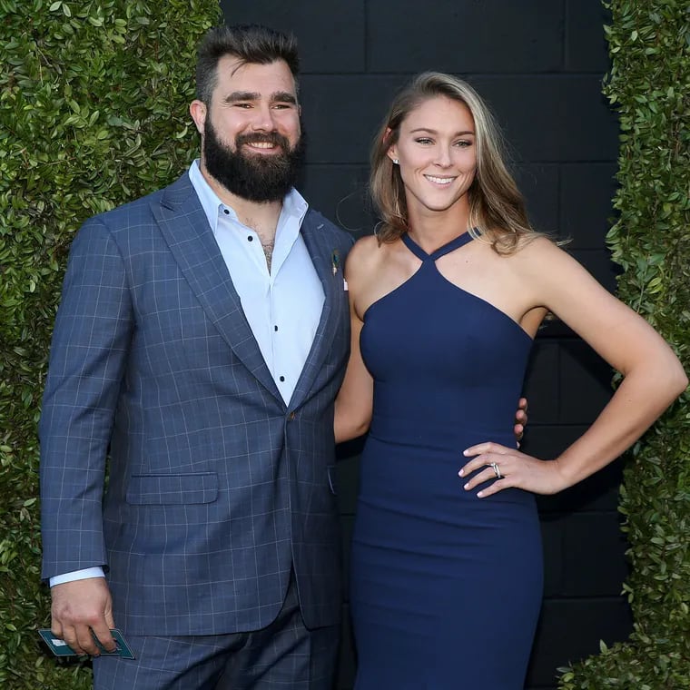 Jason Kelce and wife Kylie Kelce, who recently revealed the Wawa snack she can't live without. Photo from Eagles' Super Bowl championship ring ceremony at 2300 Arena in South Philadelphia on Thursday, June 14, 2018.