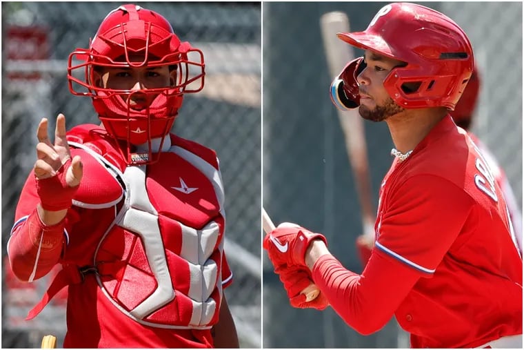 Phillies prospects Eduardo Tait, left, and Justin Crawford