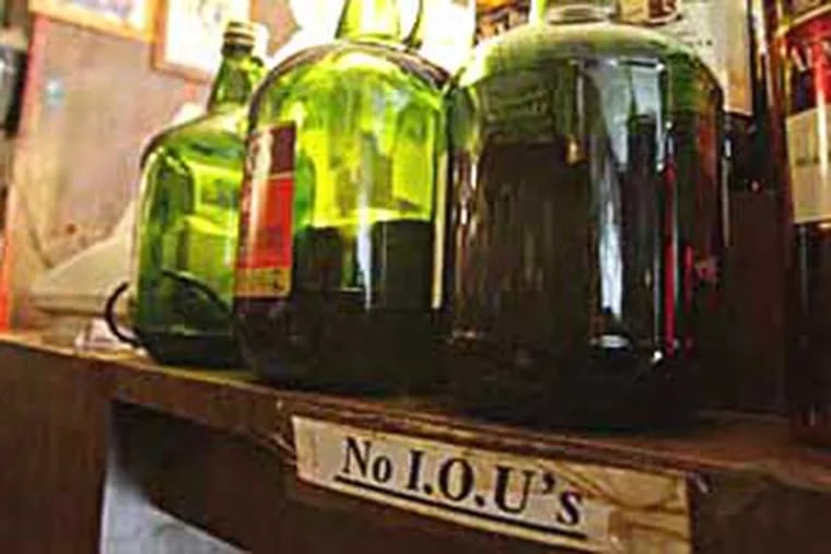 Bottles of alcohol sit on a shelf behind the bar inside Cheers in Upper Darby on May 19, 2010. ( David Maialetti  /  staff photographer )