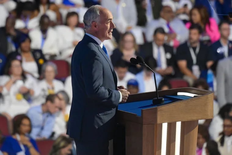 U.S. Sen. Bob Casey (D., Pa.) speaks on the final evening of programming of the Democratic National Convention on Thursday, Aug. 22, 2024, in Chicago.