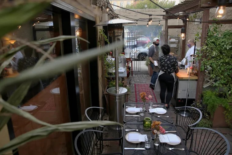 The kitchen, along with the seating, is now outside on the patio at Southwark in Philadelphia's Queen Village section.