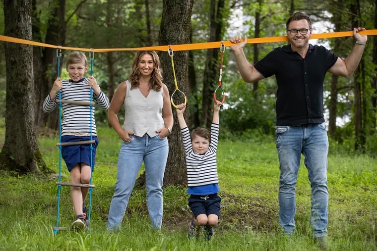 The backyard of the property owned by Aleksandra Jakubowski and Tomasz Kiosewski in Ottsville, Bucks County. Their sons are Roger, 9, and Oliver, 5.