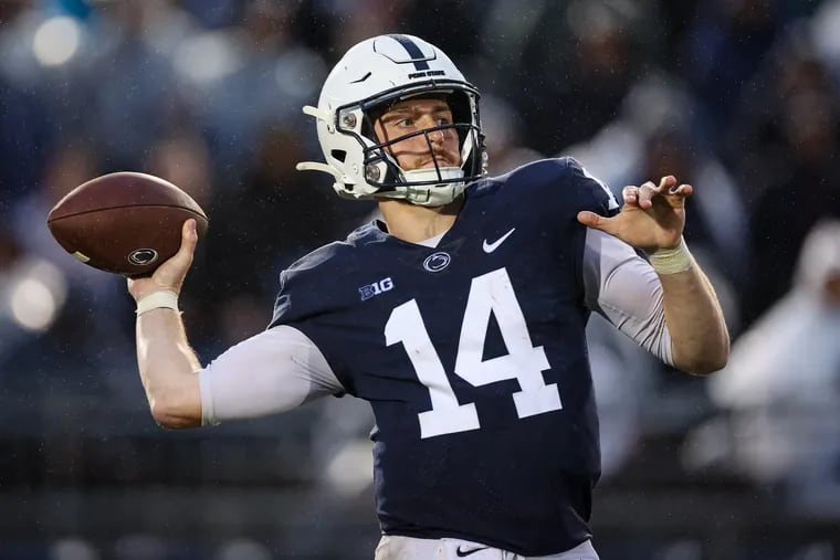 Sean Clifford of the Penn State Nittany Lions attempts a pass against the Northwestern Wildcats during the second half at Beaver Stadium on October 1, 2022 in State College, Pennsylvania. (Photo by Scott Taetsch/Getty Images)