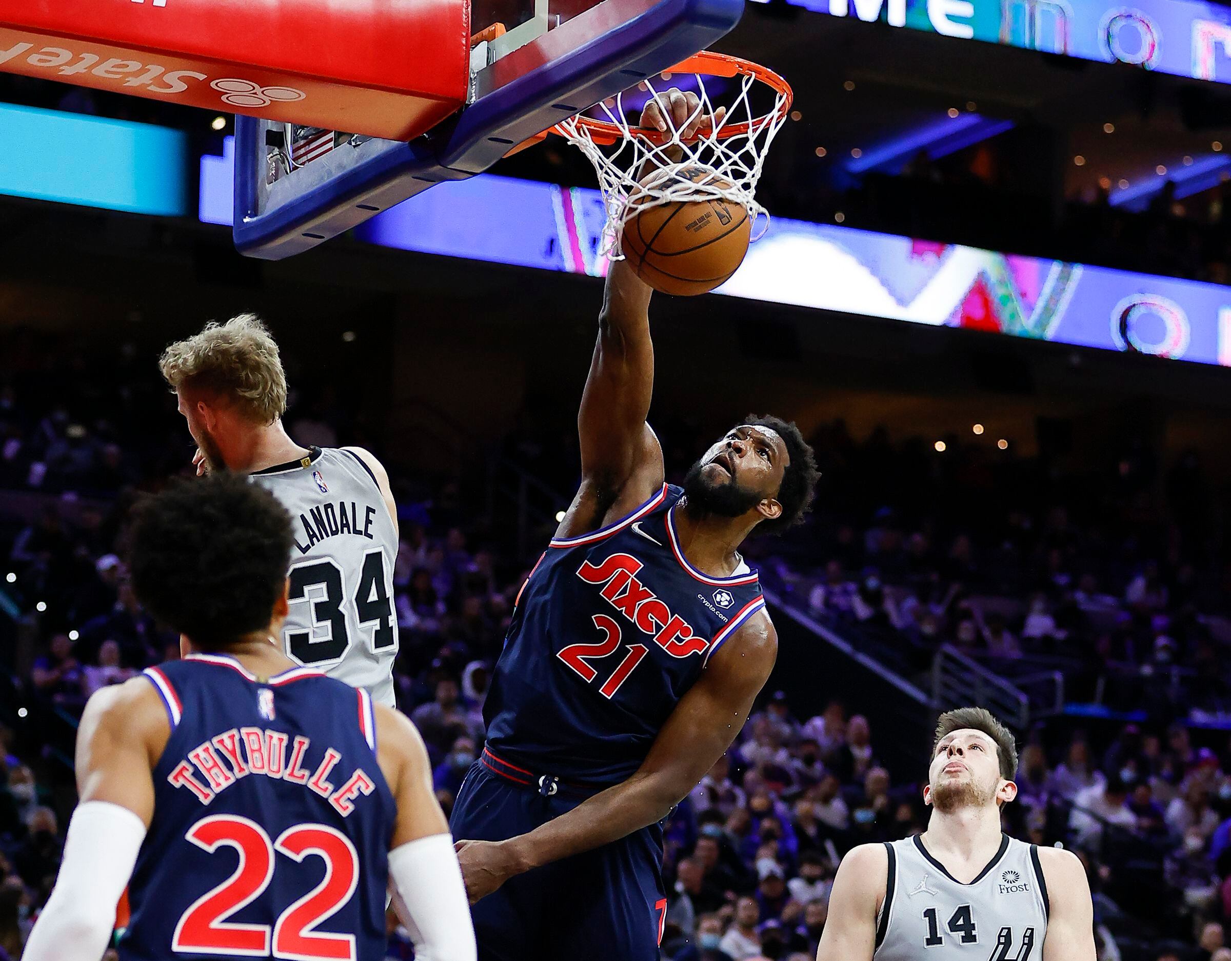 JOEL EMBIID PHILADELPHIA 76ERS SLAM DUNK PHOTO MOUNTED ON A9 X 12