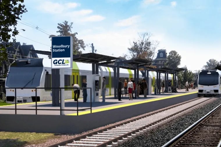 A rendering of the Woodbury station on the proposed $1.8 billion Gloucester-Camden Line, light rail service from Camden to Glassboro.