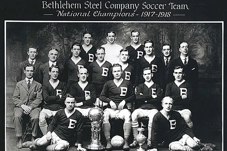 The Bethlehem Steel soccer team posed for this photo after winning the national championship for 1917-18.