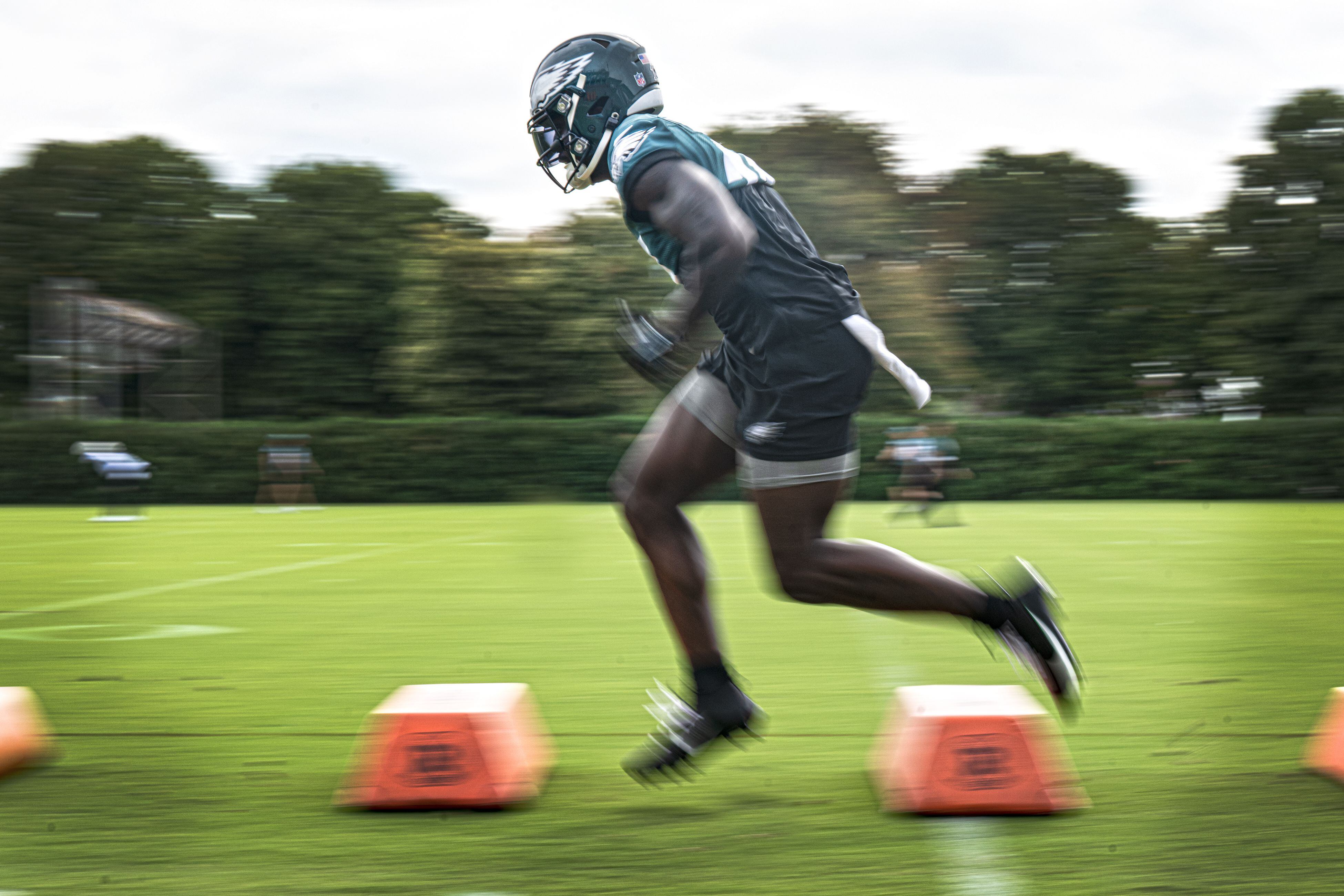 Philadelphia Eagles' A.J. Brown runs drill during practice at NFL football  training camp, Sunday, July 30, 2023, in Philadelphia. (AP Photo/Chris  Szagola Stock Photo - Alamy