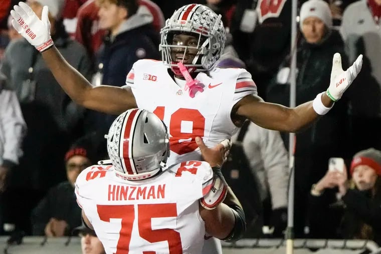 Ohio State receiver Marvin Harrison Jr. has 1,211 receiving yards and 14 touchdown catches this season.