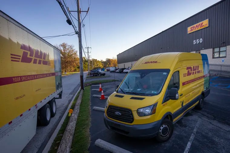 Exterior of the DHL shipping facility at 550 N. Elmwood Ave. in Sharon Hill in 2021. Teamsters at this facility had been extending the picket line of Ohio-Northern Kentucky colleagues.