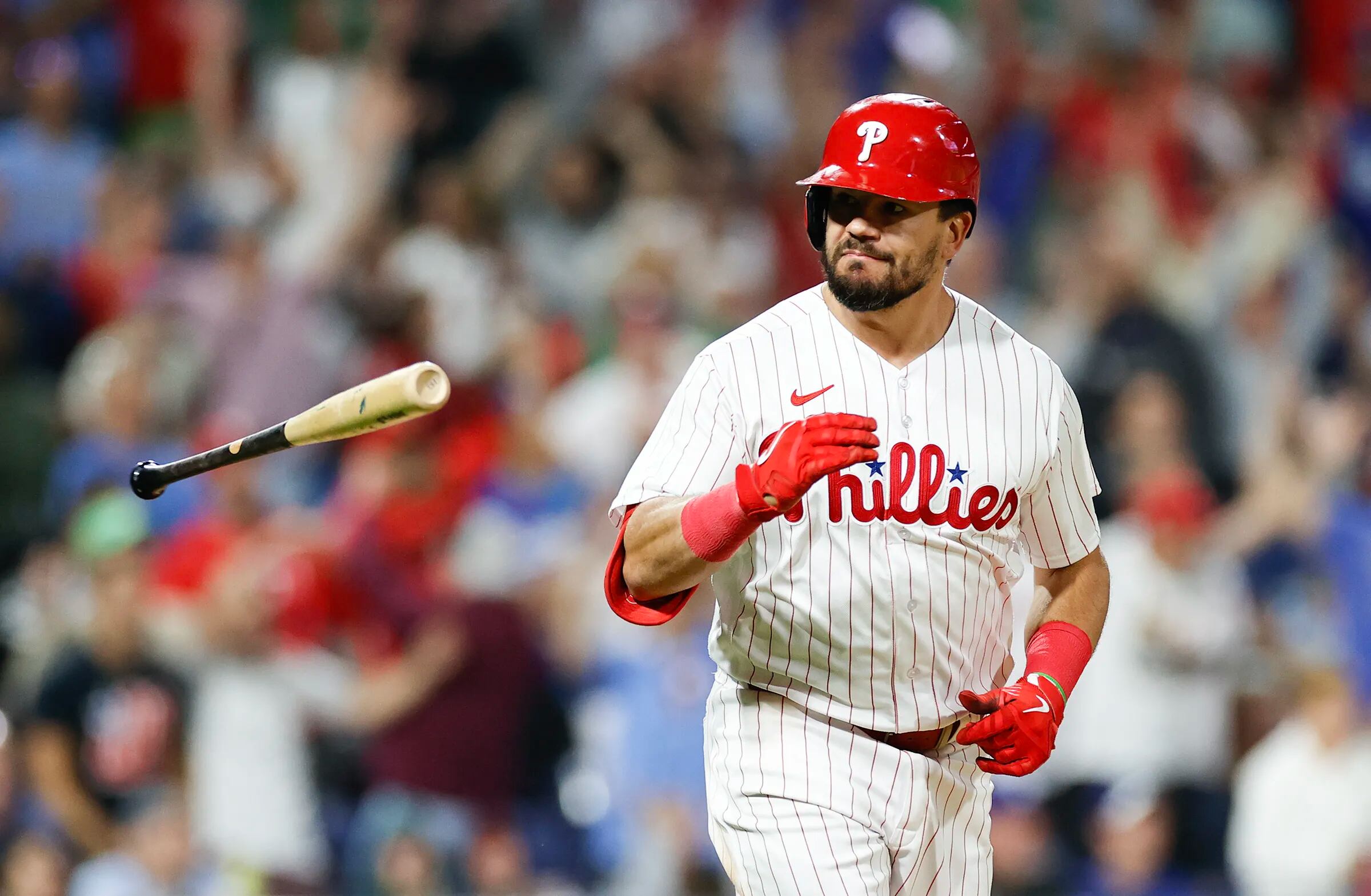 Philadelphia Phillies designated hitter KYLE SCHWARBER batting in the first  inning during the MLB game between the Philadelphia Phillies and the Houst  Stock Photo - Alamy