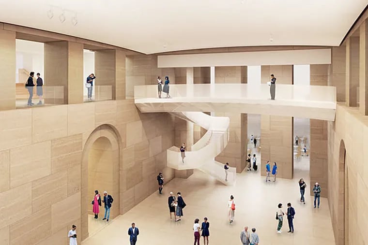 In a rendering, the new Forum at the heart of the museum requires ripping out an auditorium beneath the Great Stair Hall. (Gehry Partners L.L.P.)