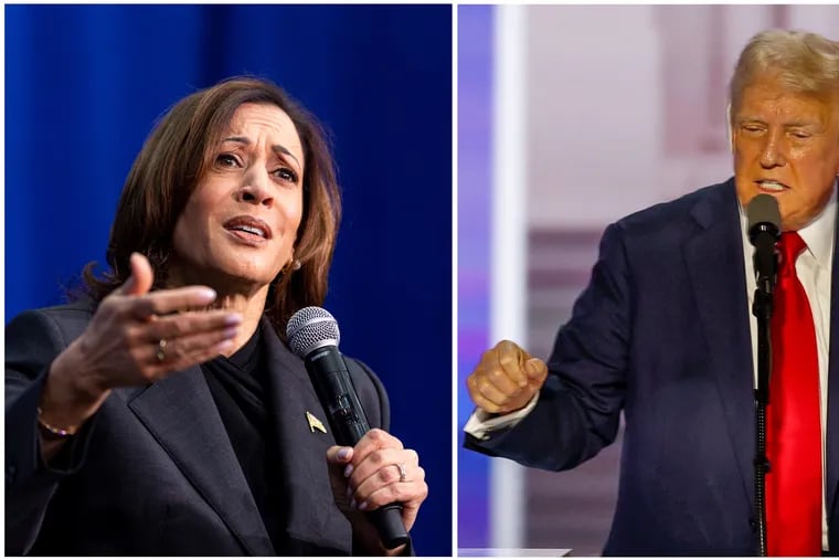 Vice President Kamala Harris (left) former President Donald Trump (right)