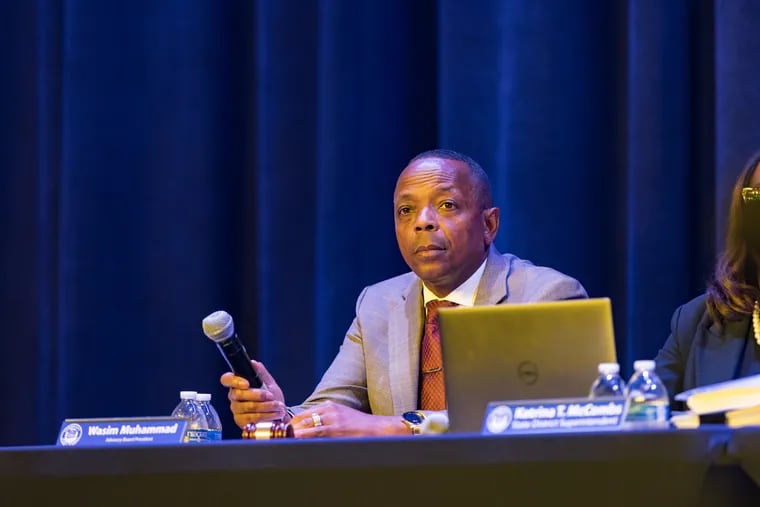 Camden school Advisory Board President Wasim Muhammad announced his resignation on Friday.