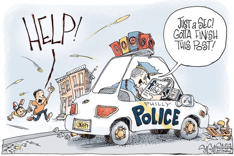 Political Cartoon: Facebooking Philadelphia police