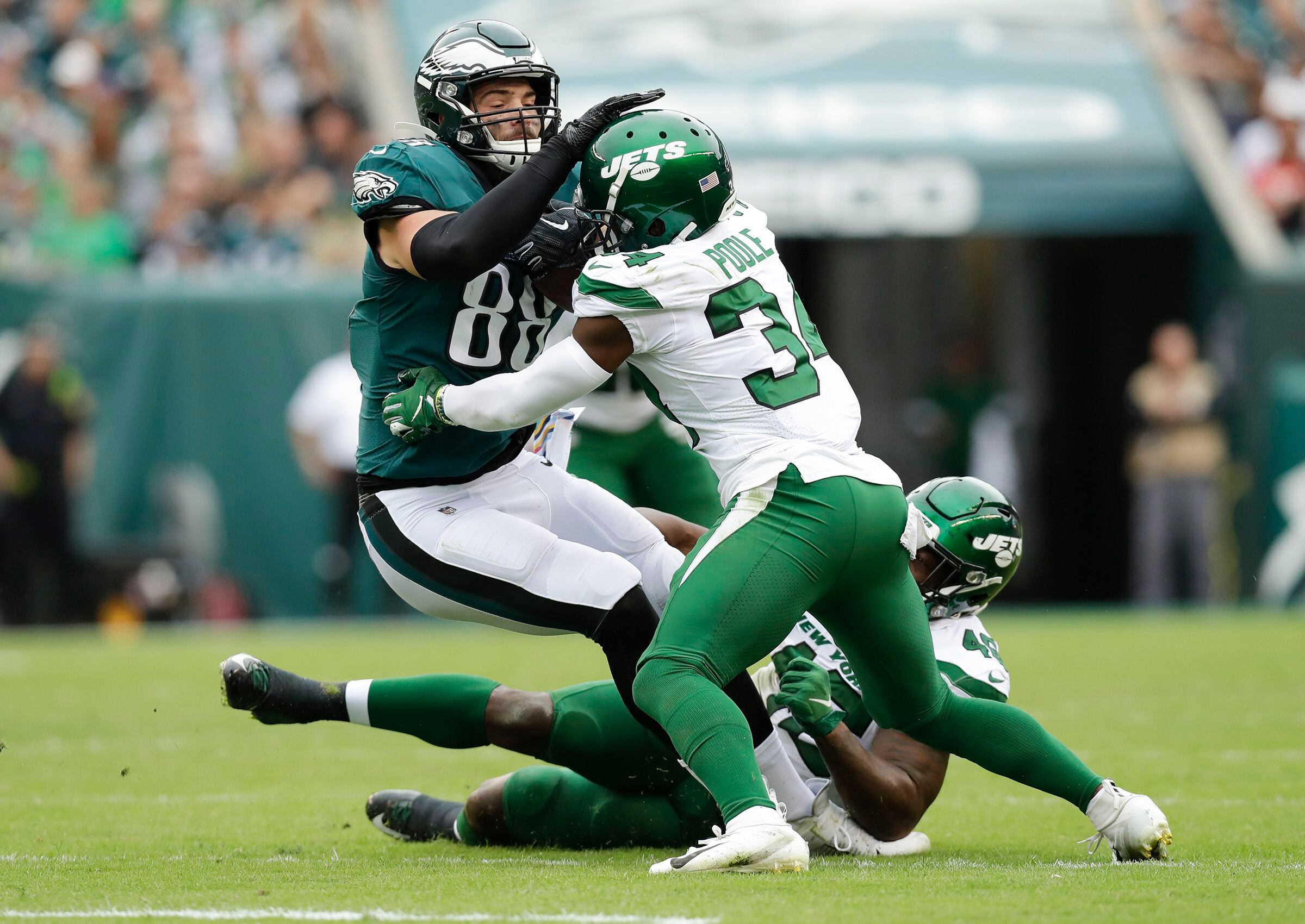 Eagles Brandon Graham sacks New York Jets quarterback Luke Falk in the  first quarter