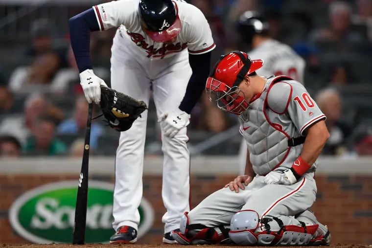 Jay Bruce, J.T. Realmuto both injured, out for series finale against Braves