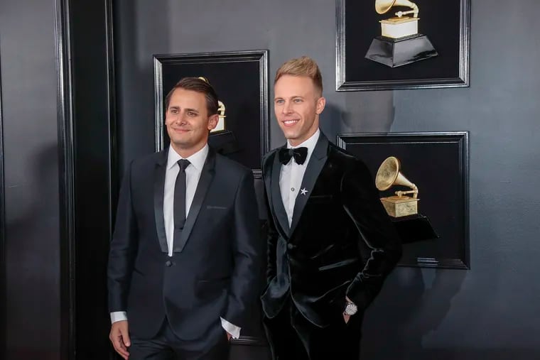 Benj Pasek (left) and Justin Paul are the newest EGOT winners. Pasek is an Ardmore native.