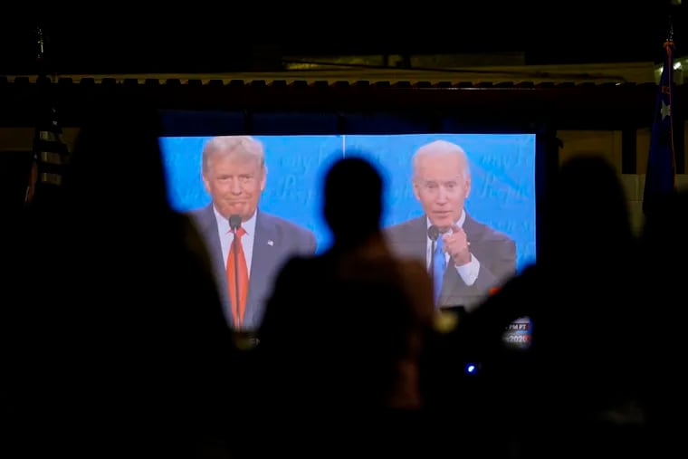 Supporters watch the presidential debate between President Donald Trump and Democratic nominee Joe Biden in North Las Vegas in 2020. (Melina Mara/The Washington Post)