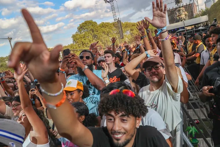 Fans dance to Pusha T at the Made in America festival in Philadelphia in September 2022. This year's festival was abruptly canceled.