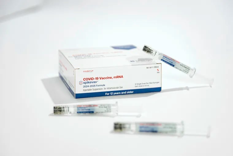 This photo provided by Moderna in August 2024 shows packaging and syringes for the company's updated COVID vaccine for ages 12 and older. Philadelphia health officials are encouraging residents to get vaccinated with one of three updated COVID vaccines this fall.