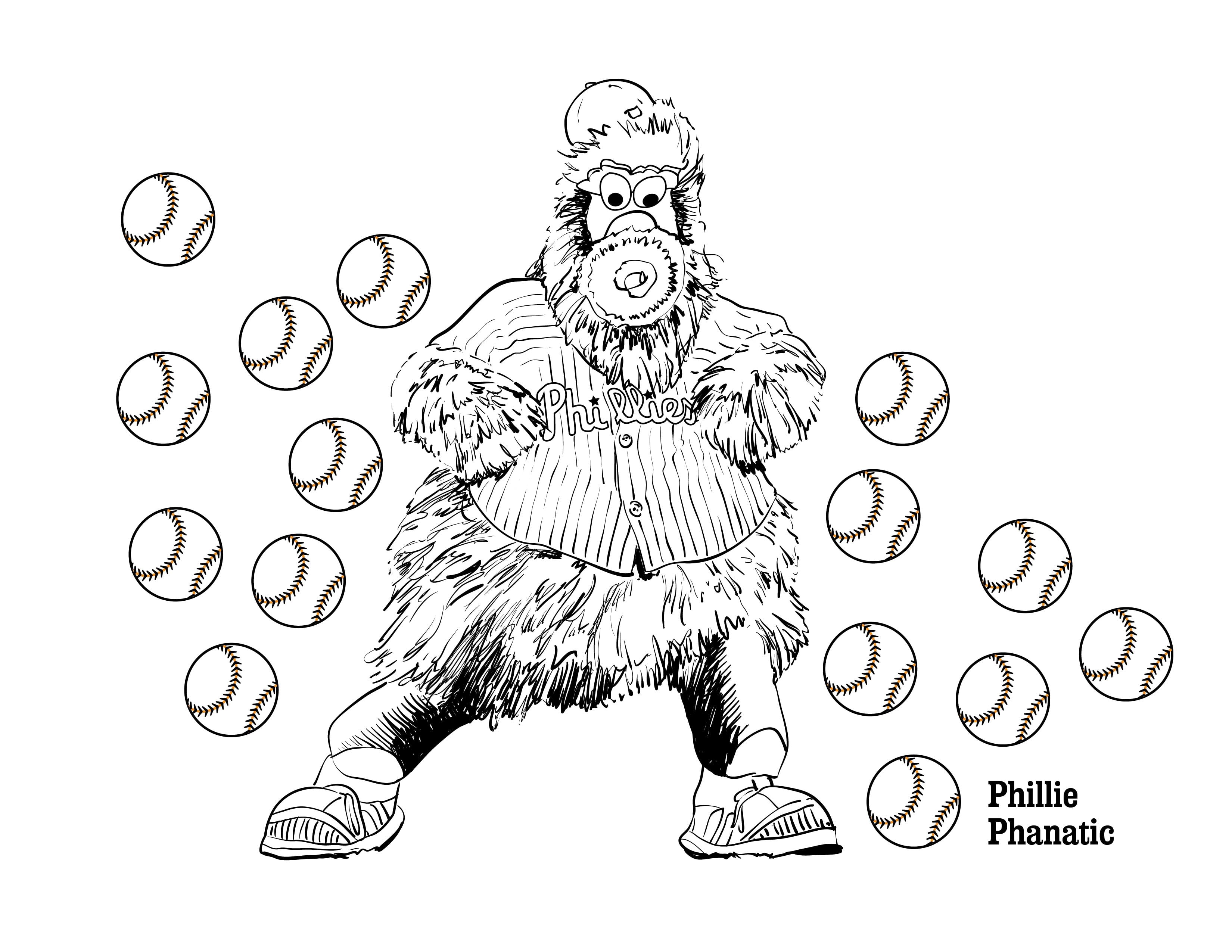 Philadelphia Phillies Phanatic Coloring Pages Sketch Coloring Page