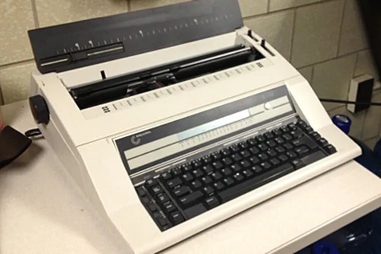 Philadelphia Police are still using typewriters, according to a story on Technically Philly.  Photo courtesy of Technically Philly.