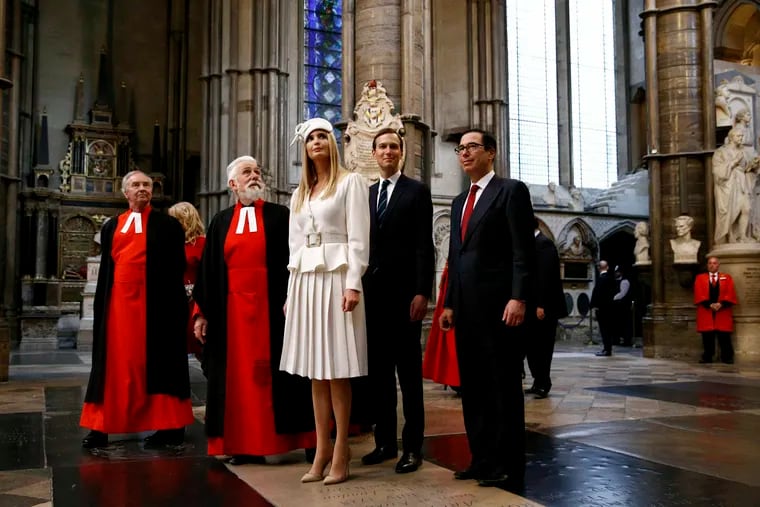 Ivanka Trump and Jared Kushner tour Westminster Abbey in London, Monday, June 3, 2019. Trump is on a three-day state visit to Britain.