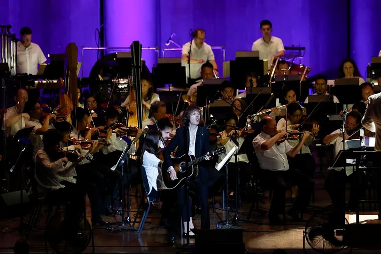 Beck performs with the Philadelphia Orchestra at the Mann Center for the Performing Arts on Thursday, July 25, 2024.