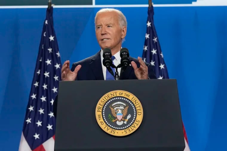 President Joe Biden speaks at a news conference following the NATO Summit in Washington, Thursday, July 11, 2024.