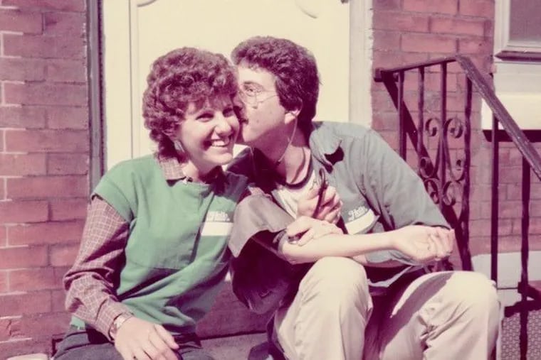 Joyce and Ted Eisenberg on their stoop at 2417 Meredith St. in Fairmount in 1984 during the street’s block party.